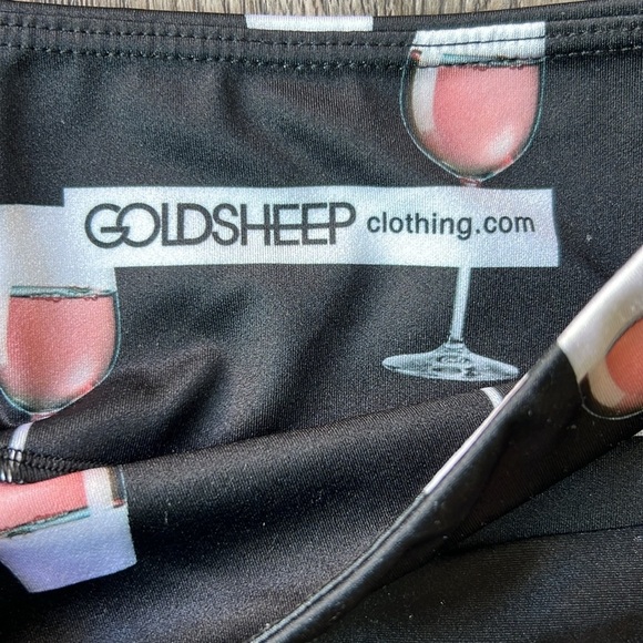 Goldsheep Leggings Black Wine Glass Workout Leggings Size Small Cropped Rosé - Picture 2 of 9